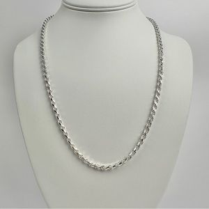 Silver Chain Solid Silver Rope Chain Necklace 4mm 22 Inches Stamped .925 Italy
